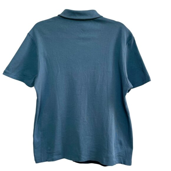 Burton London Blue Stripe Contrast Collar Zip Neck Polo Shirt Men's Size Large - Picture 3 of 10